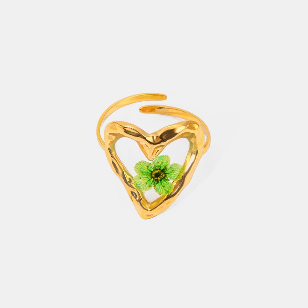 Beach Rose Co. - Gold Eternal Flower Adjustable Heart Ring