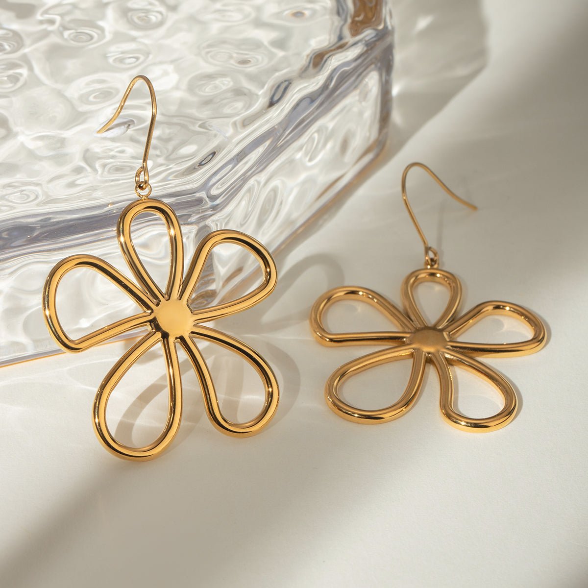 Beach Rose Co. - Gold Flower Dangle Earrings