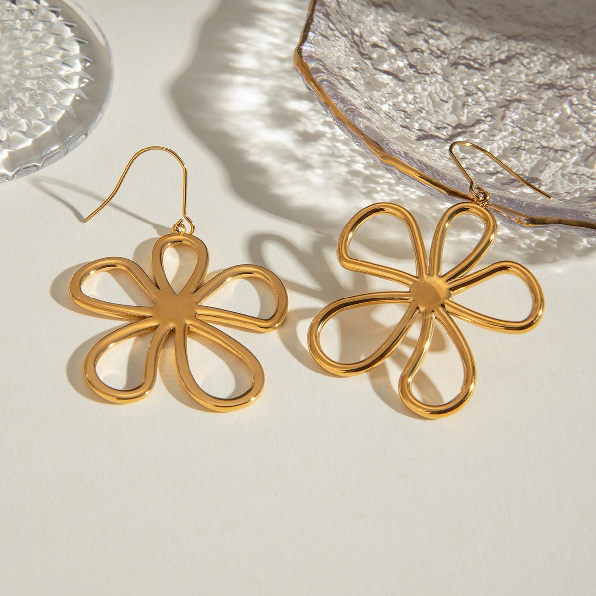 Beach Rose Co. - Gold Flower Dangle Earrings