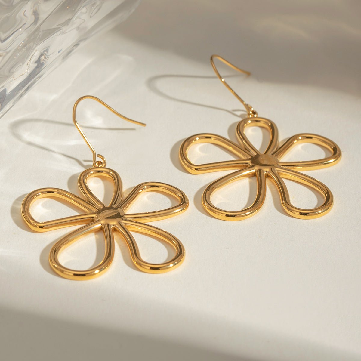 Beach Rose Co. - Gold Flower Dangle Earrings