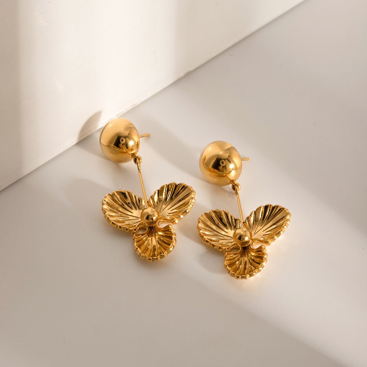 Beach Rose Co. - Gold Flower Drop Earrings