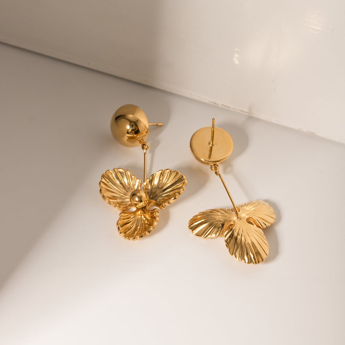 Beach Rose Co. - Gold Flower Drop Earrings