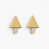 Beach Rose Co. gold geometric stud earrings featuring a polished triangle above an oval cubic zirconia stone.