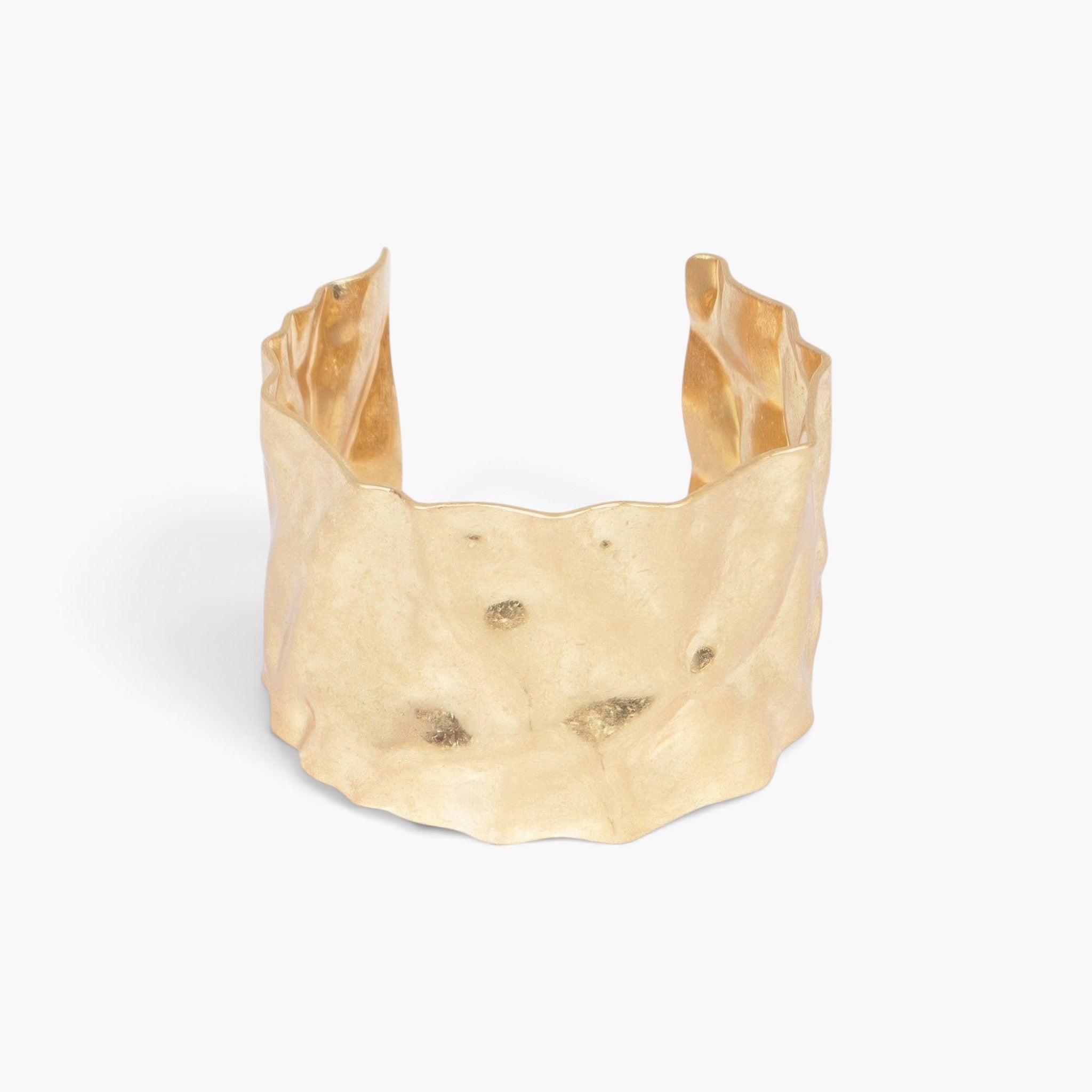 Beach Rose Co. gold metal cuff bracelet with a textured hammered finish for a bold and minimalist style.