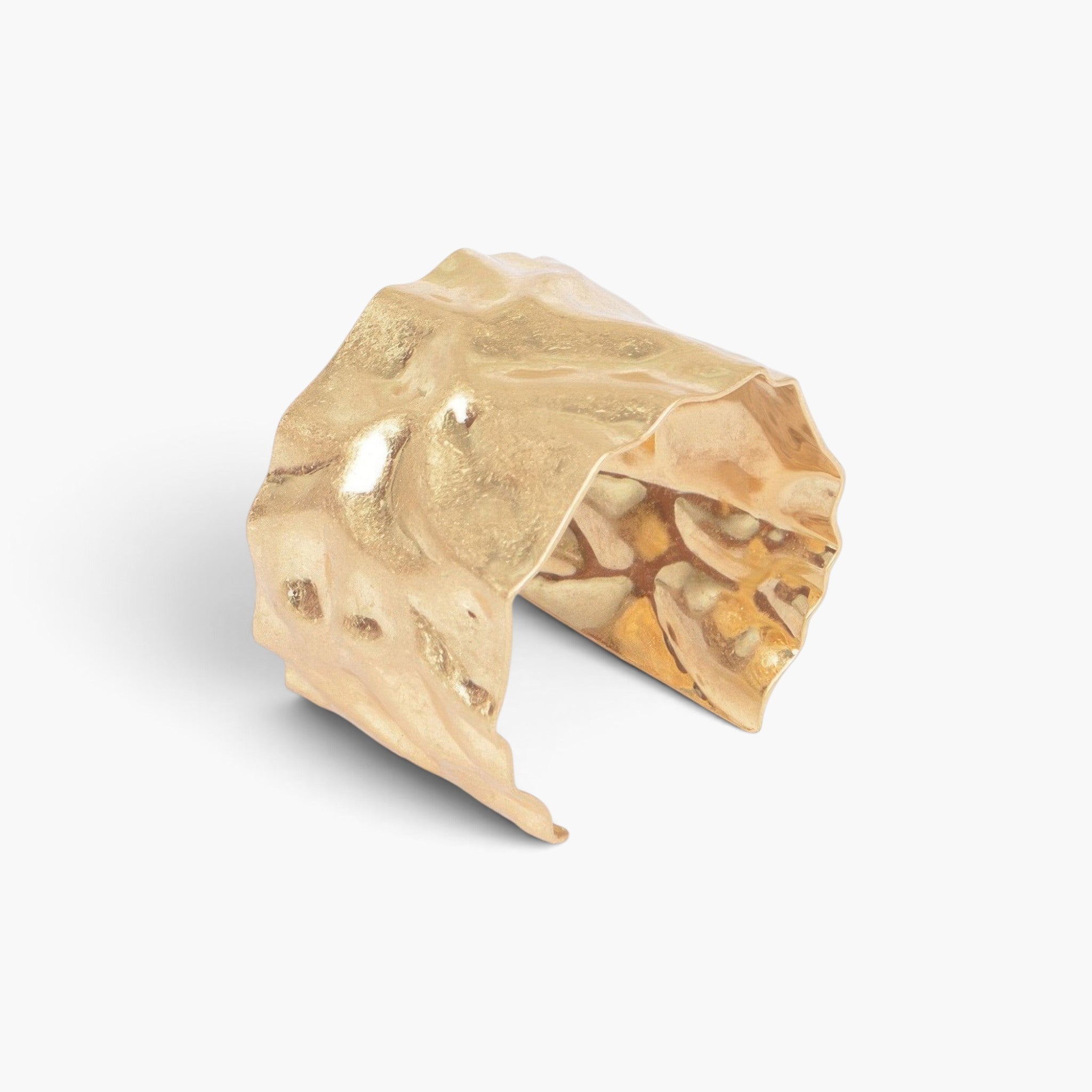 Beach Rose Co. gold metal cuff bracelet featuring a unique hammered texture for a bold and contemporary look.