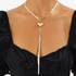 Beach Rose Co. 18K gold-plated necklace featuring a flat herringbone chain and a polished heart pendant drop