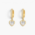 Beach Rose Co. 18K gold-filled huggie earrings featuring a sparkling cubic zirconia heart charm on a CZ-lined hoop.