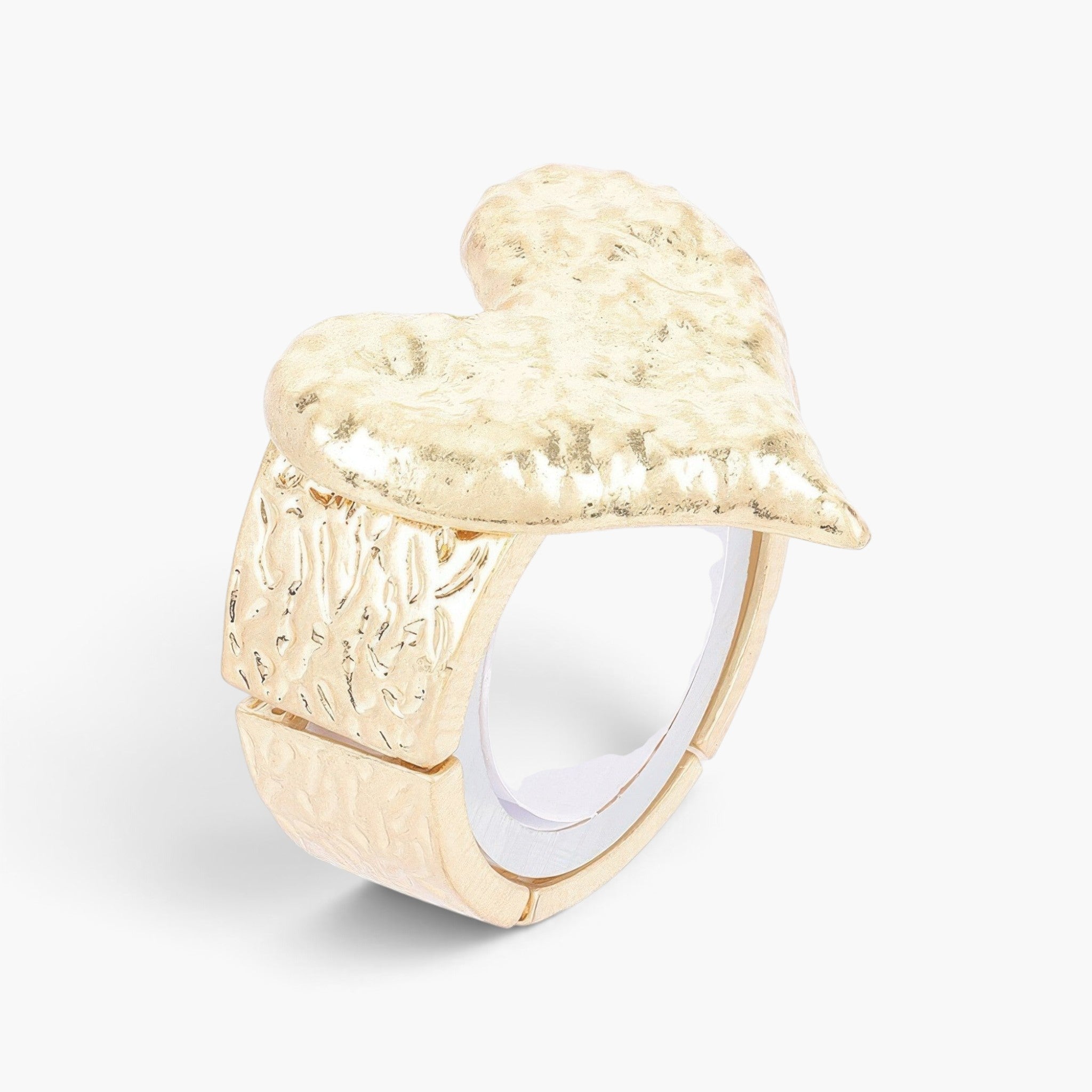 Beach Rose Co. gold-plated alloy stretch bracelet featuring a textured heart design for a sophisticated look.