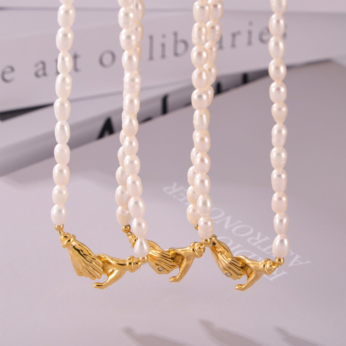 Beach Rose Co. - Gold Hold My Hand Freshwater Pearl Necklace