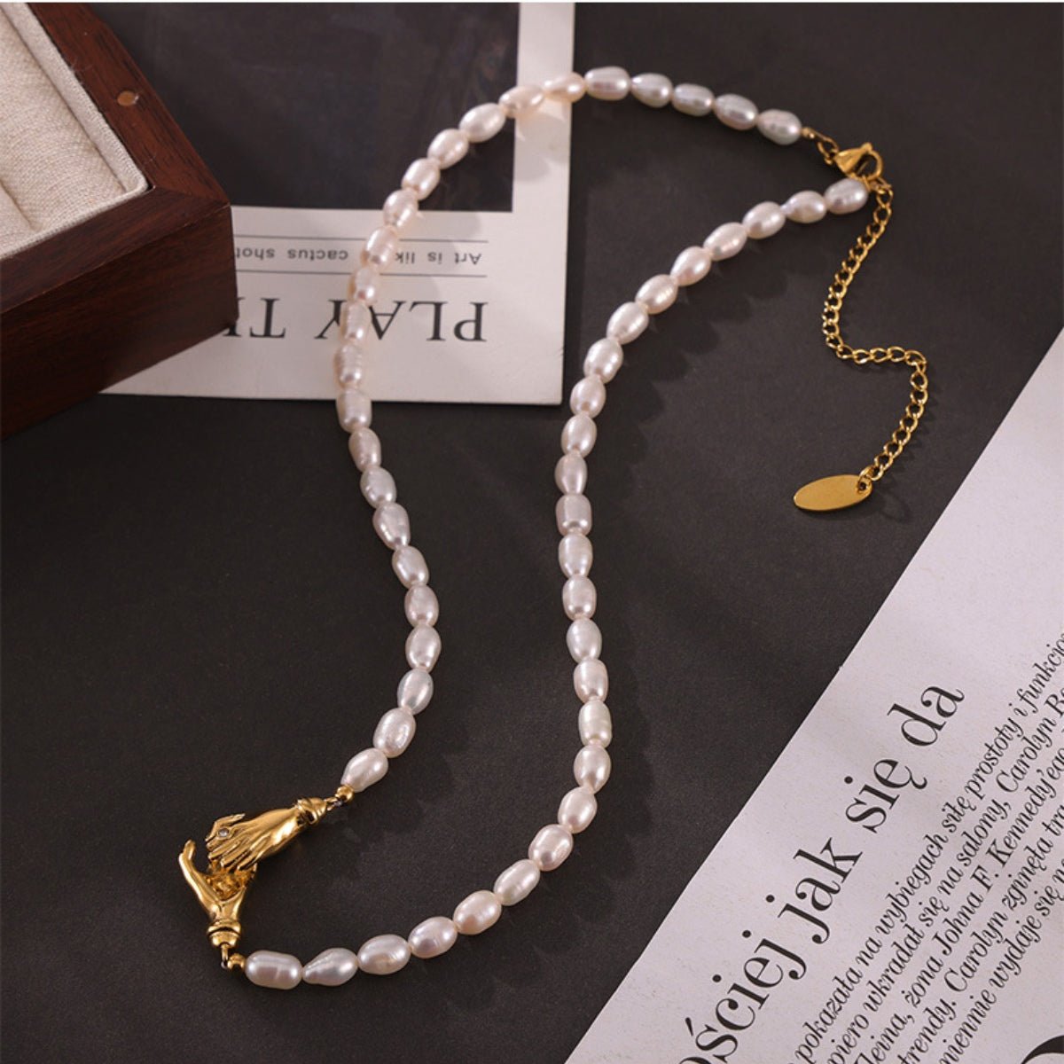 Beach Rose Co. - Gold Hold My Hand Freshwater Pearl Necklace