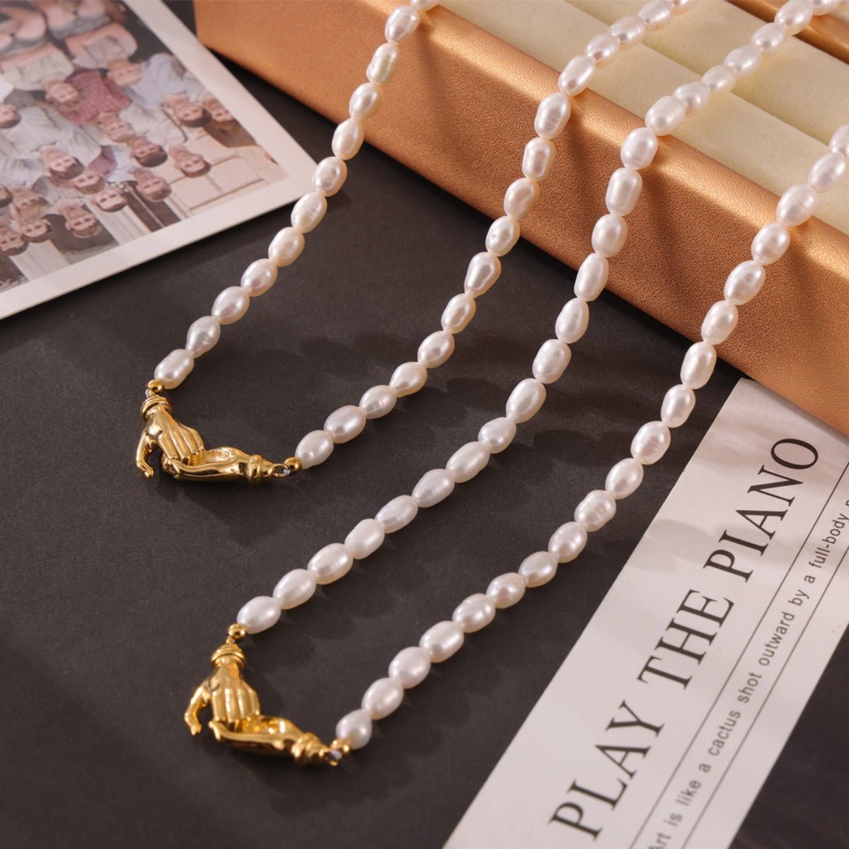 Beach Rose Co. - Gold Hold My Hand Freshwater Pearl Necklace