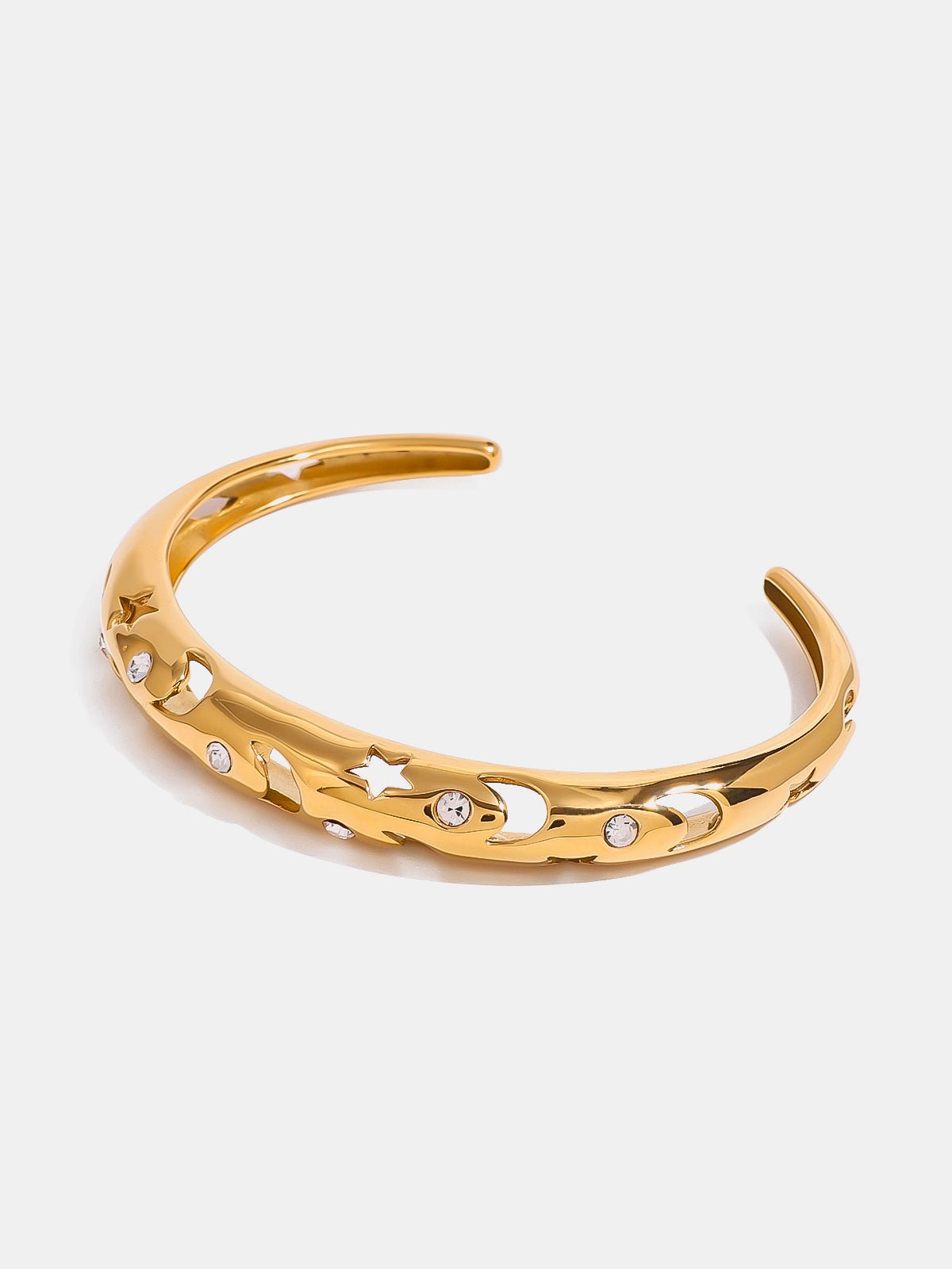 Beach Rose Co. - Gold Inlaid Rhinestone Cutout Cuff Bracelet