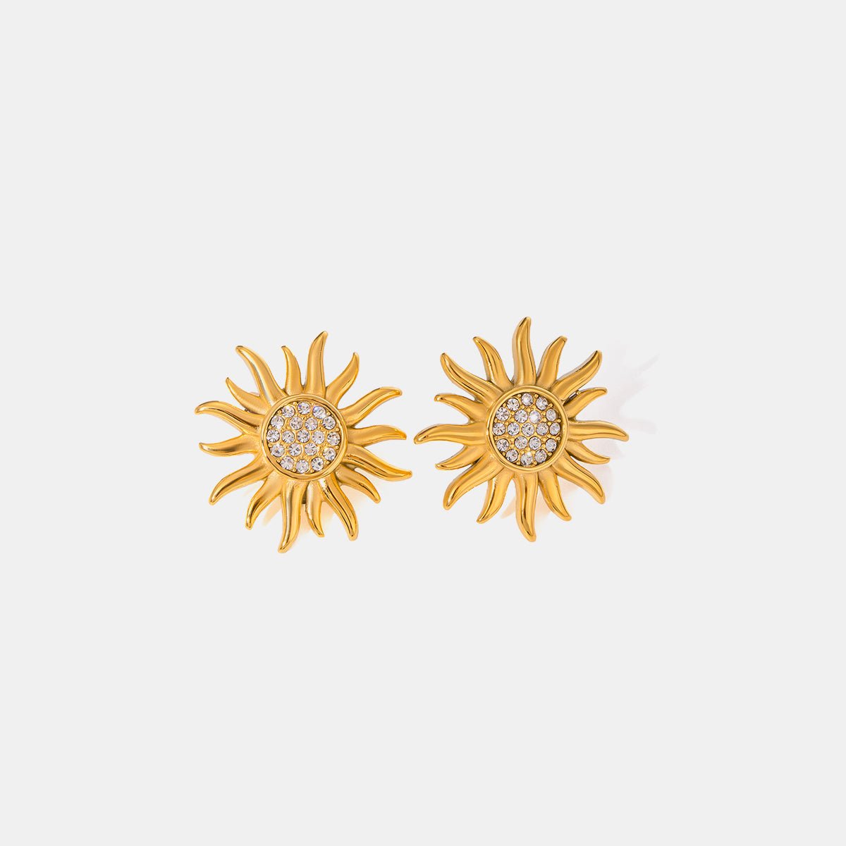 Beach Rose Co. - Gold Inlaid Rhinestone Sun Shape Stud Earrings