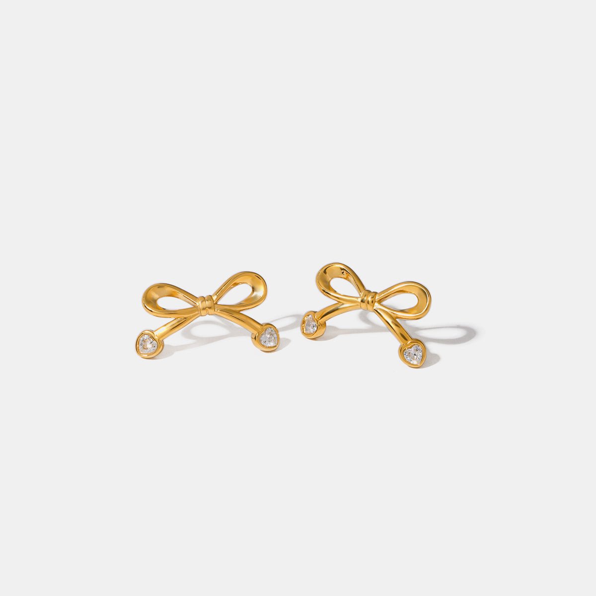 Beach Rose Co. - Gold Inlaid Zircon Bow Earrings