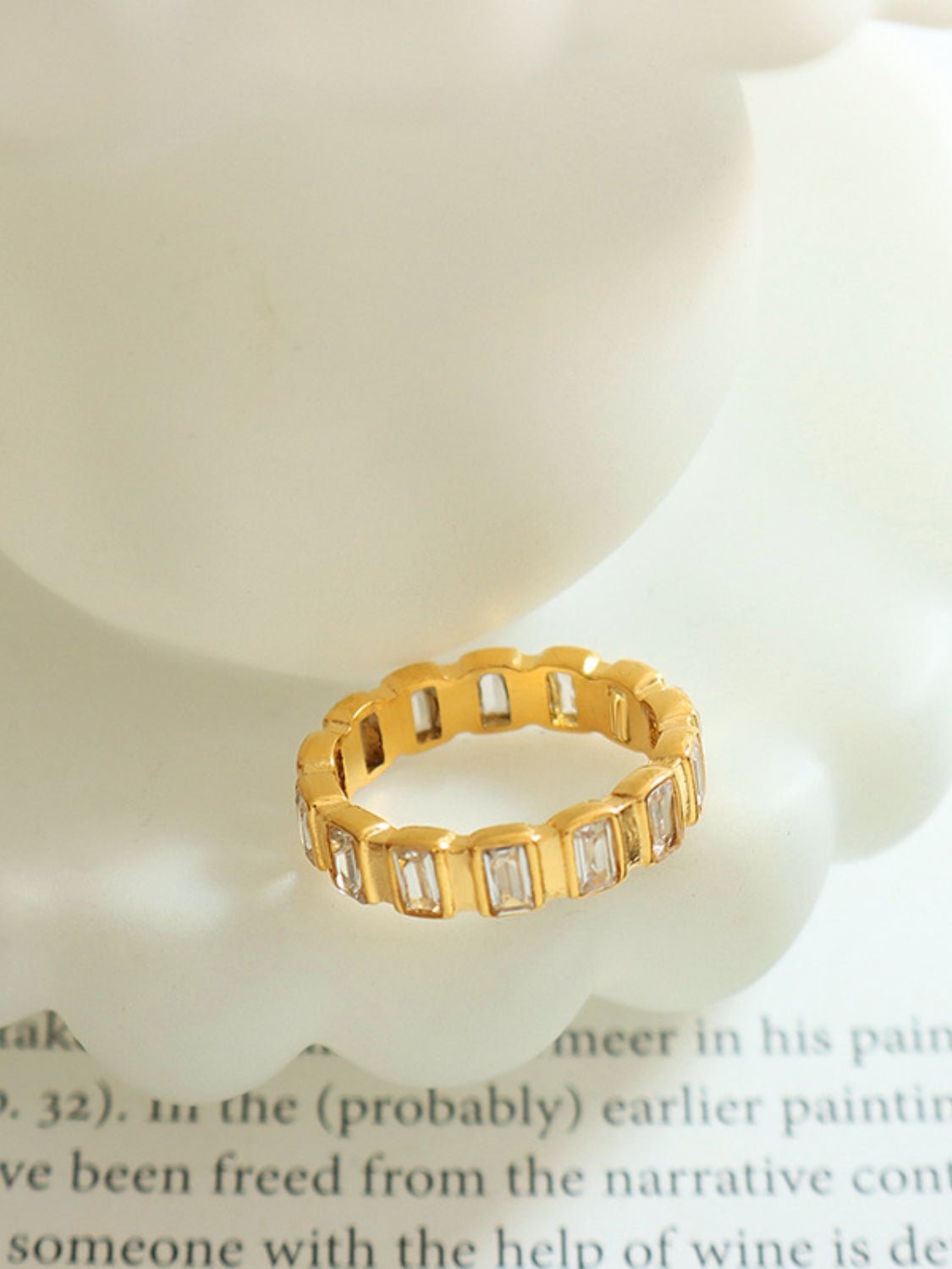 Beach Rose Co. - Gold Inlaid Zircon Eternity Band Ring