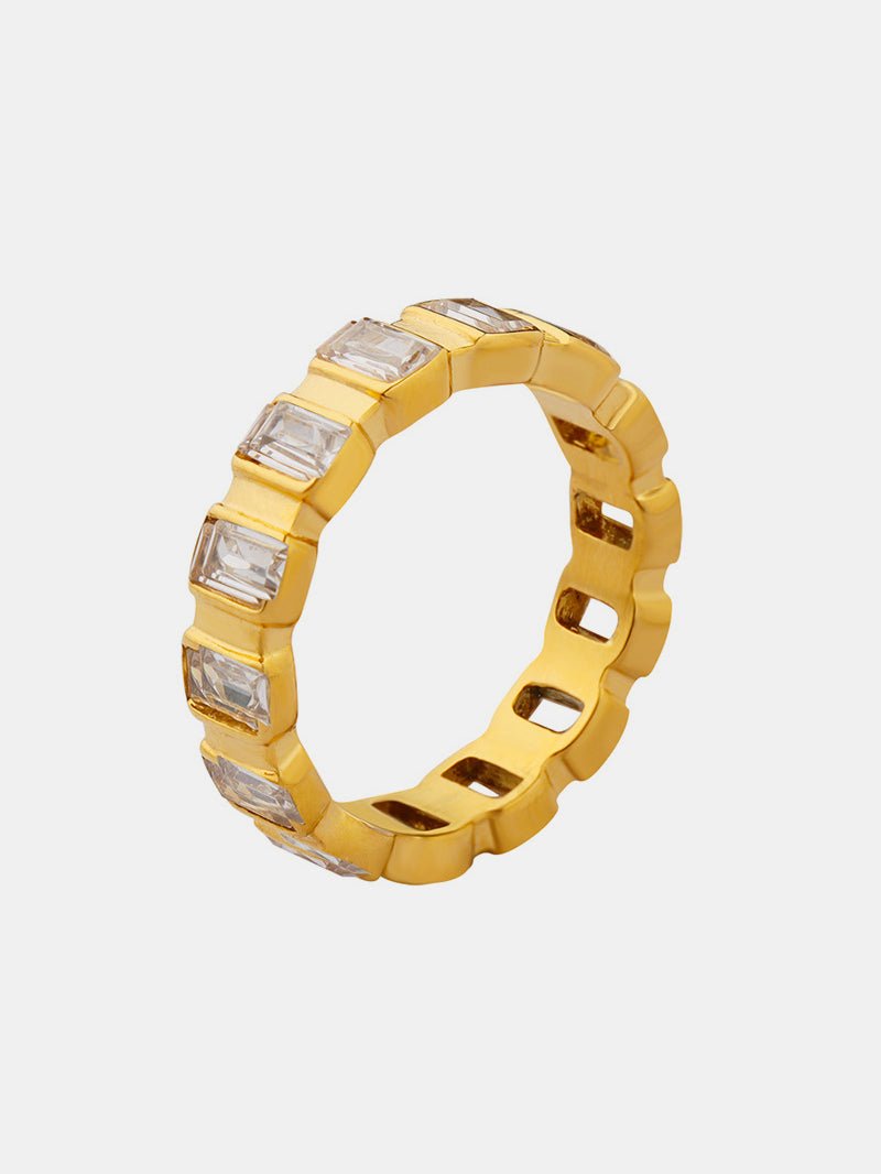 Beach Rose Co. - Gold Inlaid Zircon Eternity Band Ring