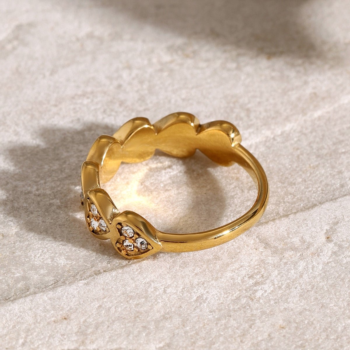 Beach Rose Co. - Gold Inlaid Zircon Heart Ring