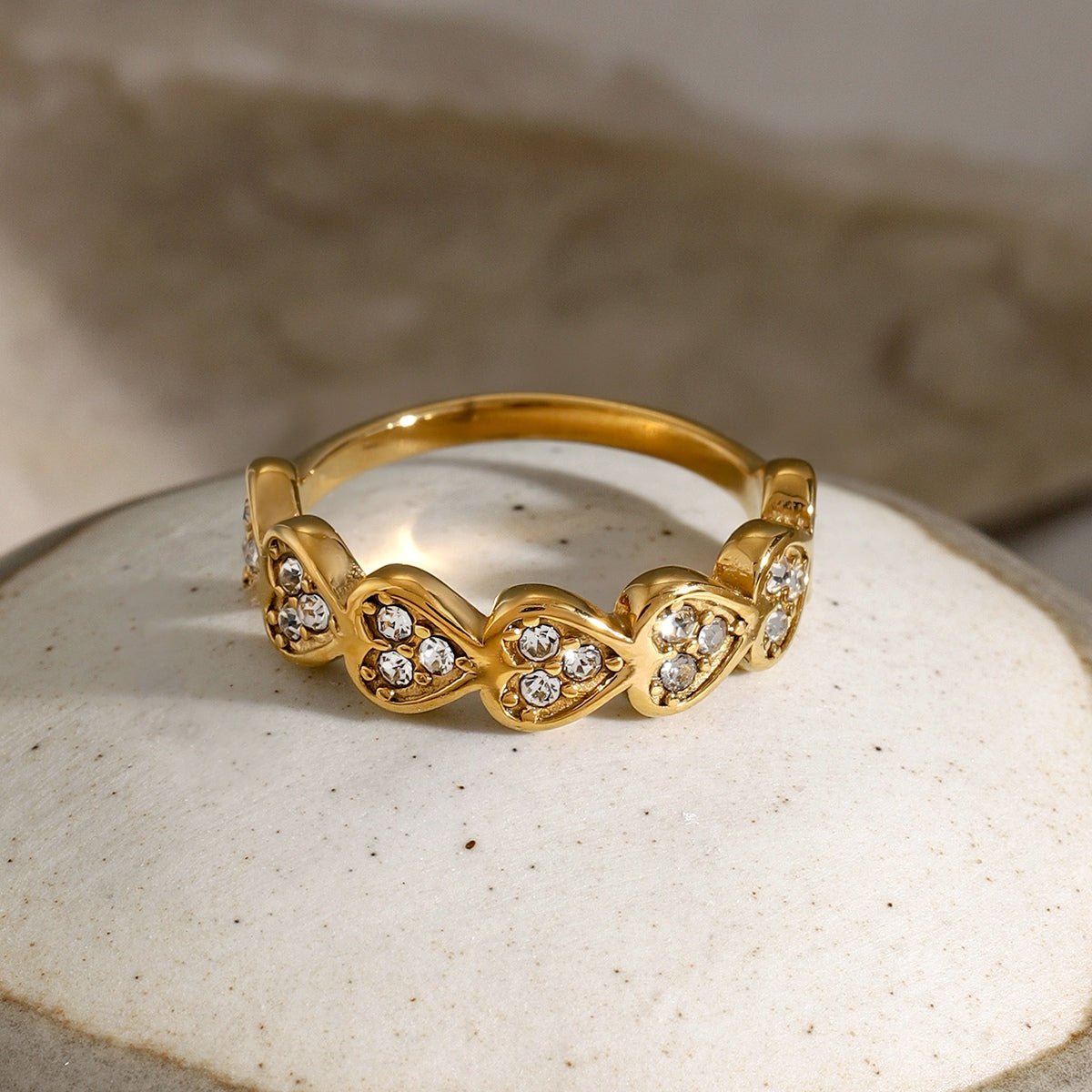 Beach Rose Co. - Gold Inlaid Zircon Heart Ring