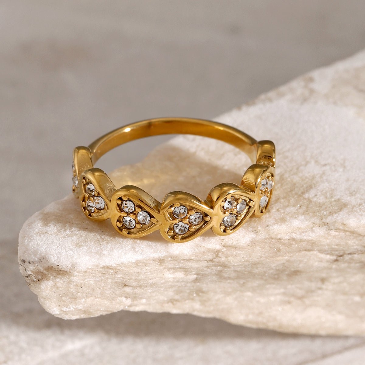 Beach Rose Co. - Gold Inlaid Zircon Heart Ring