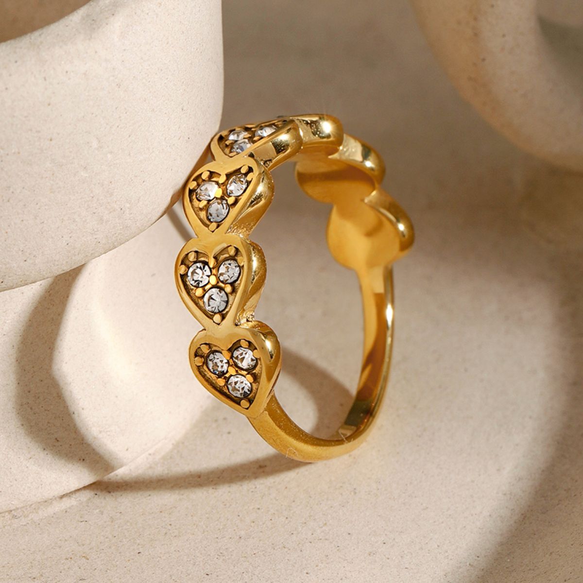 Beach Rose Co. - Gold Inlaid Zircon Heart Ring