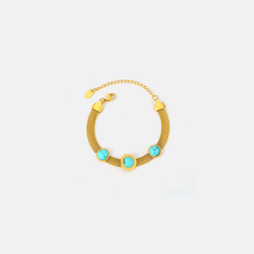 Beach Rose Co. - Gold Mesh Turquoise Bracelet