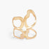 Beach Rose Co. gold cast metal cuff bracelet with an open abstract design and a convenient spring hinge closure.