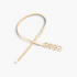 Beach Rose Co. slim gold metal waist belt featuring an intricate interwoven knot buckle and a finely ridged band.