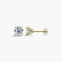 Beach Rose Co. 1 carat round moissanite stud earrings in gold-plated sterling silver with four-prong settings.