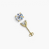 Beach Rose Co. 1 carat round moissanite stud earrings in gold-plated sterling silver with a four-prong open setting.