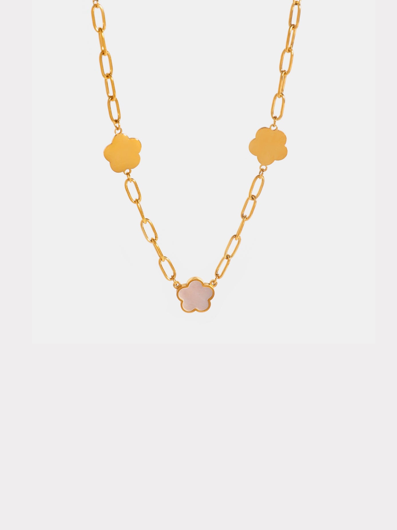 Beach Rose Co. - Gold Mother - Of - Pearl Flower Necklace