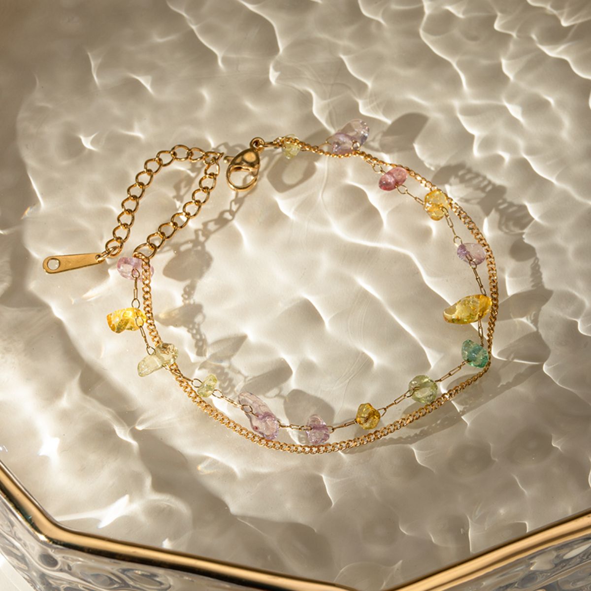 Beach Rose Co. - Gold Natural Stone Double Layer Bracelet