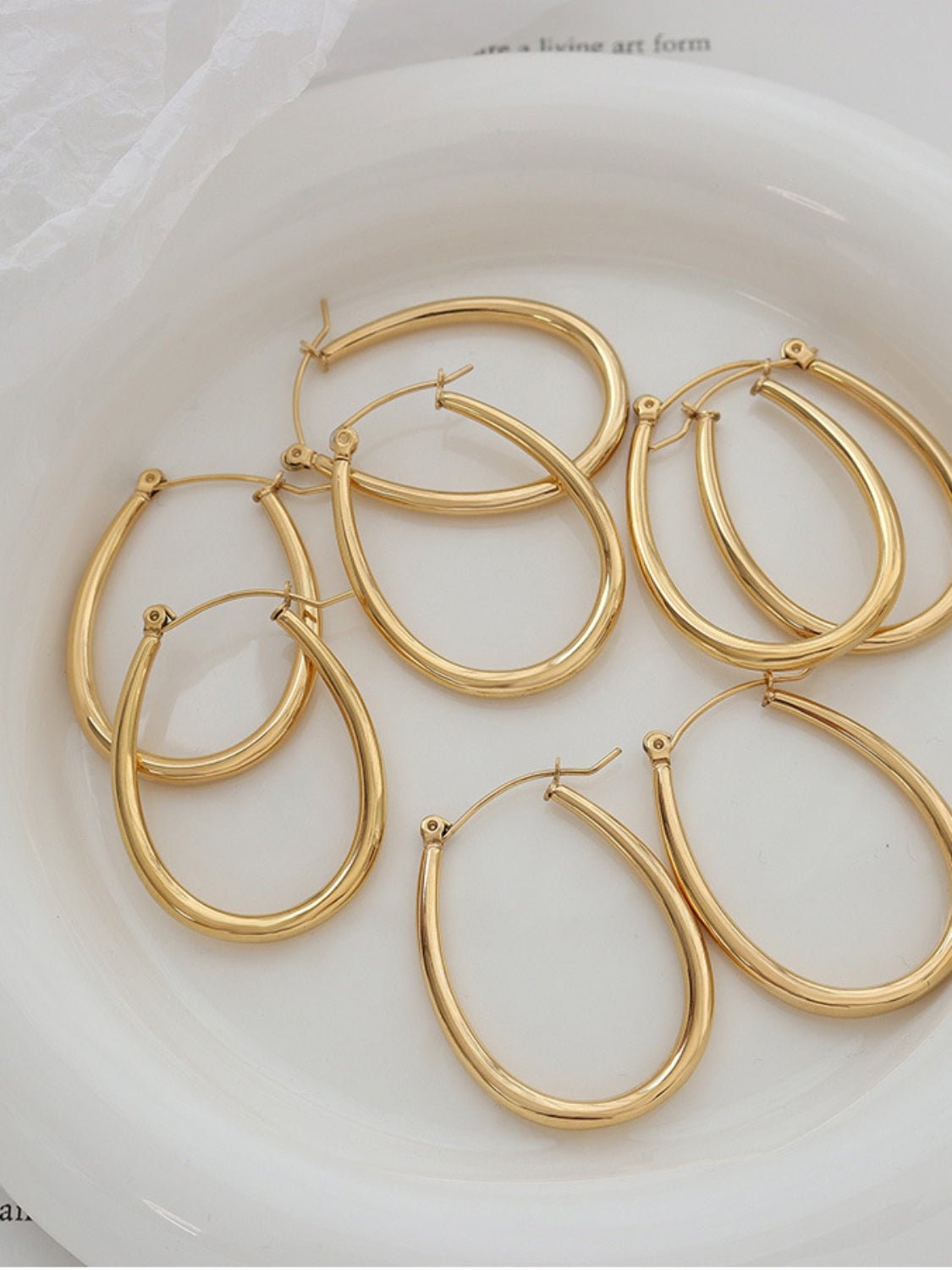 Beach Rose Co. - Gold Oblong Hoop Earrings