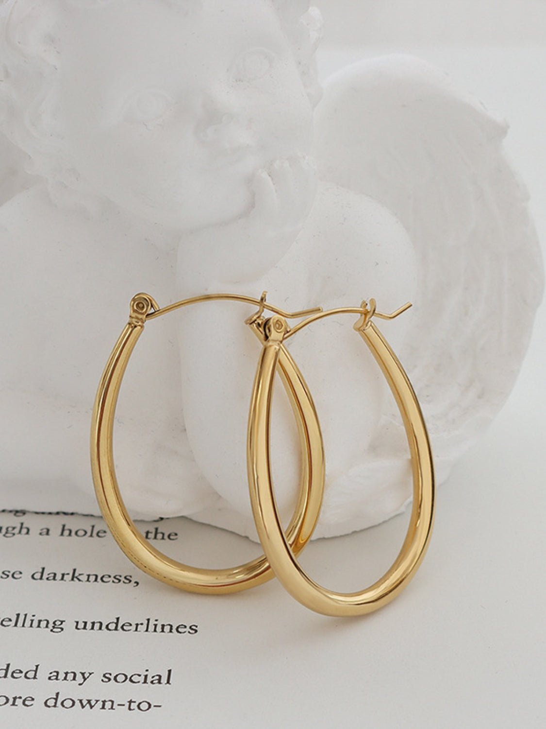 Beach Rose Co. - Gold Oblong Hoop Earrings