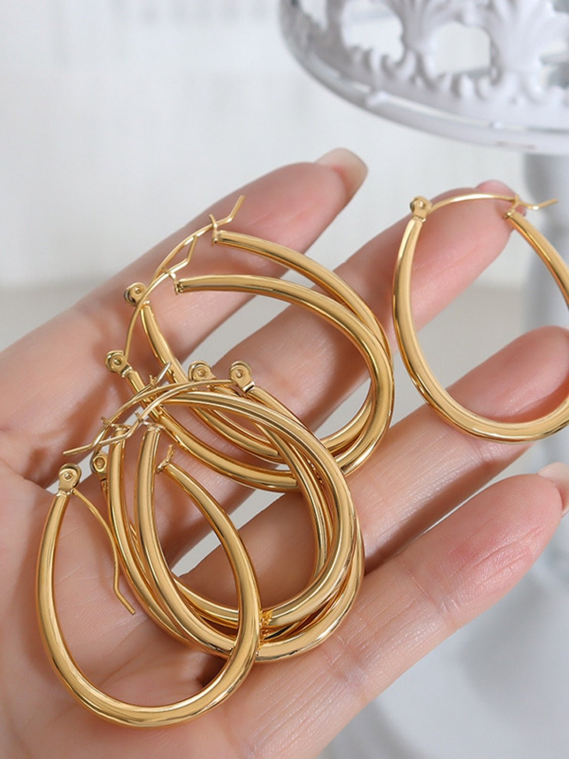 Beach Rose Co. - Gold Oblong Hoop Earrings