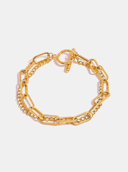 Beach Rose Co. - Gold Paperclip Chain Toggle Bracelet