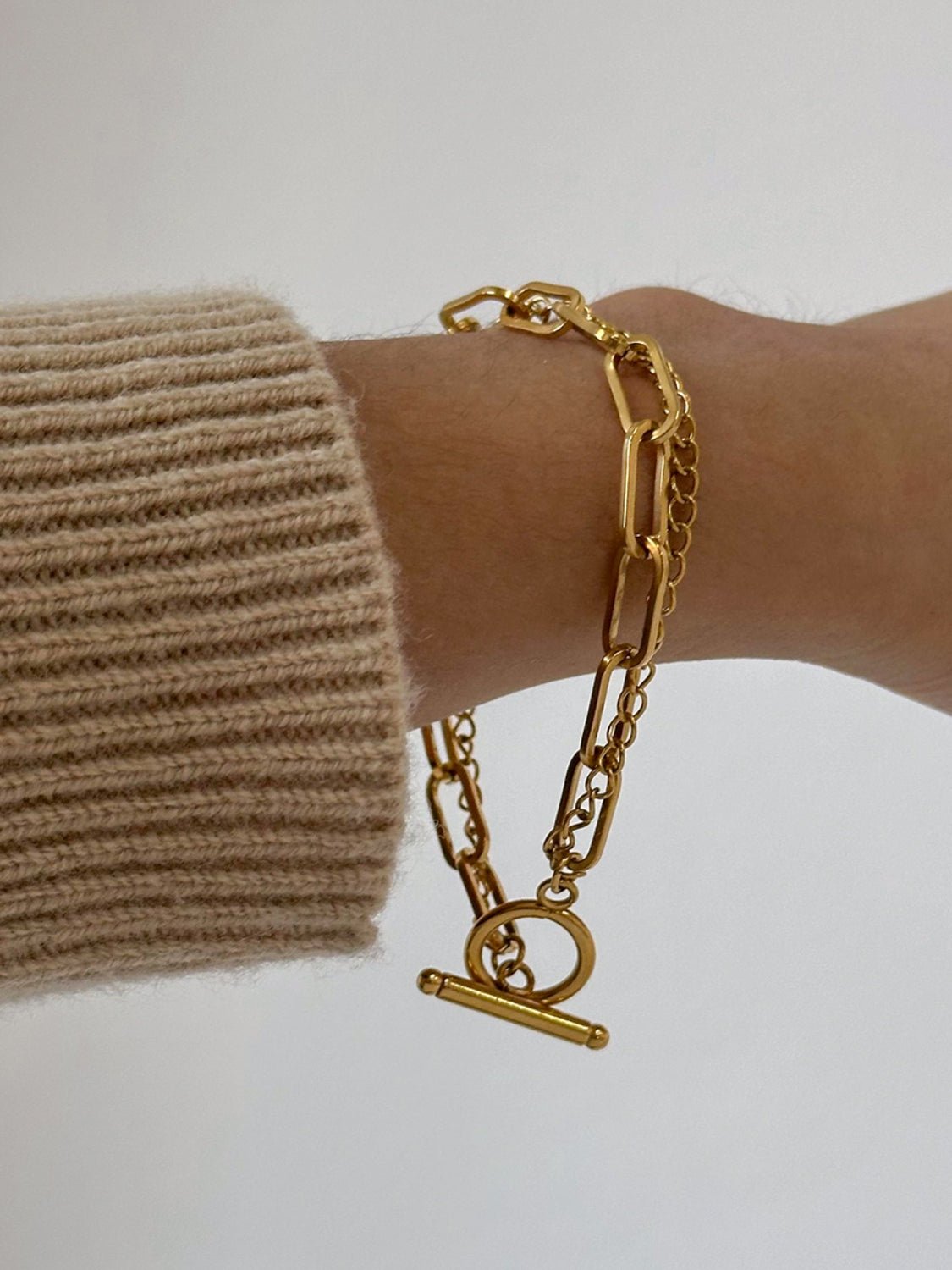 Beach Rose Co. - Gold Paperclip Chain Toggle Bracelet