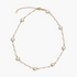 Beach Rose Co. 18K gold filled necklace featuring pearl-look beads, slender bar links, and framed pearl accents.