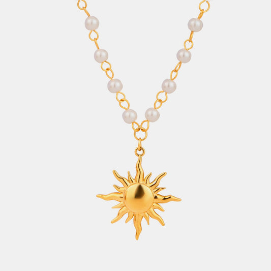 Beach Rose Co. - Gold Pearl Sun Pendant Necklace