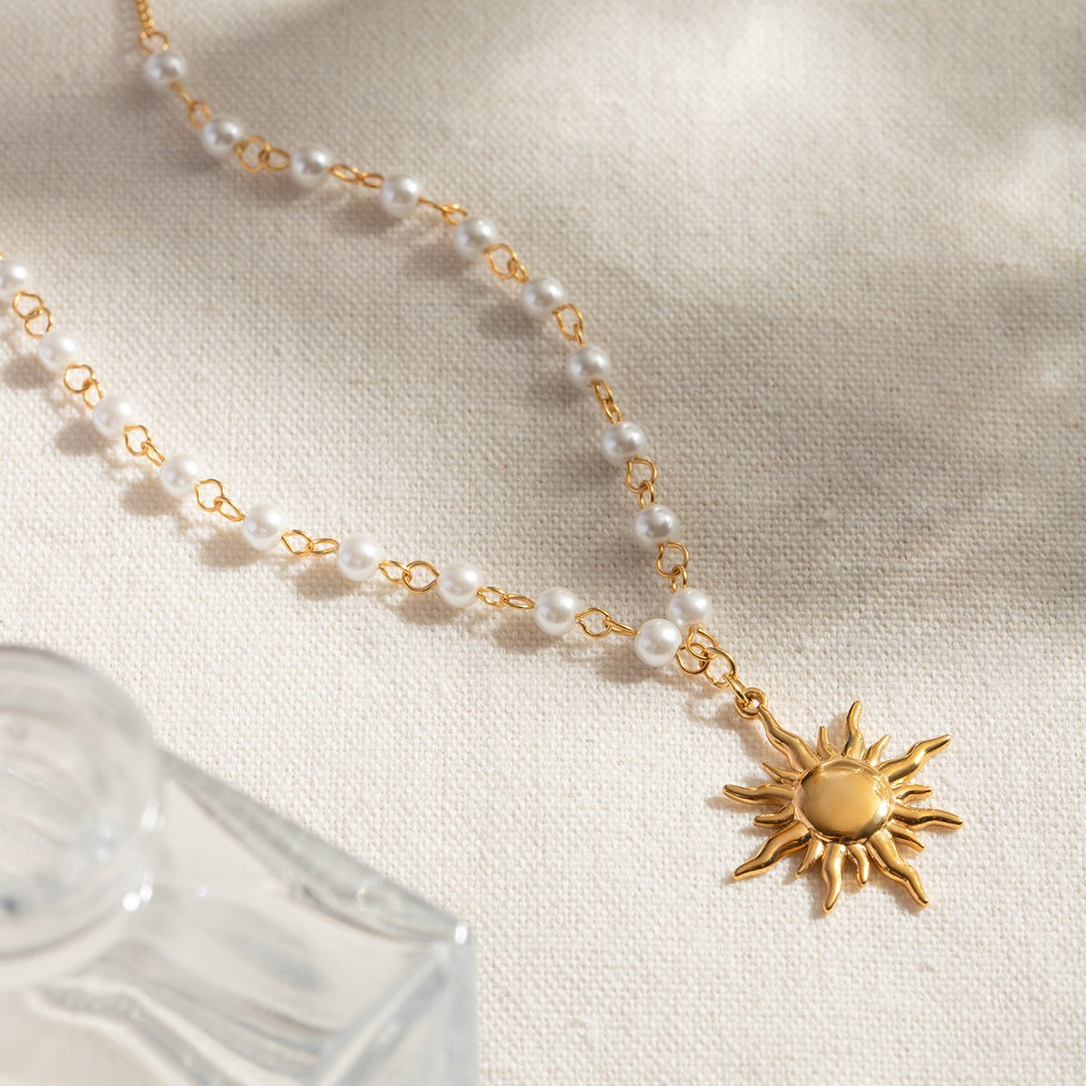 Beach Rose Co. - Gold Pearl Sun Pendant Necklace