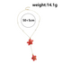 Beach Rose Co. 18K gold-plated Y-shaped necklace featuring two red resin flowers and white faux pearl accents.