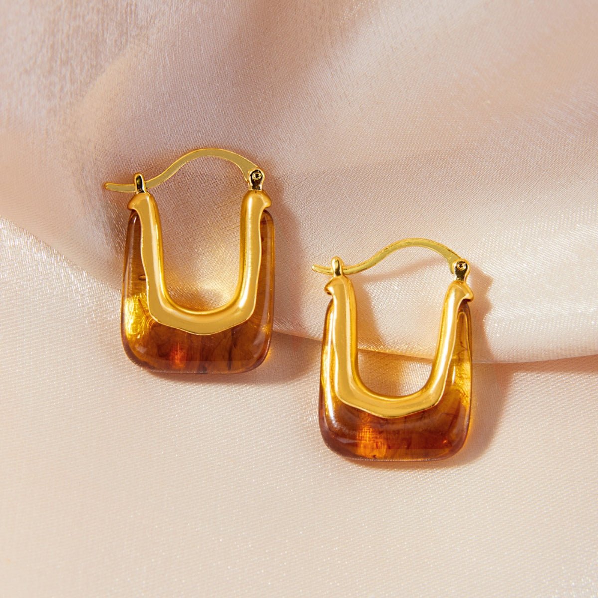 Beach Rose Co. - Gold Resin U - Shape Hoop Earrings