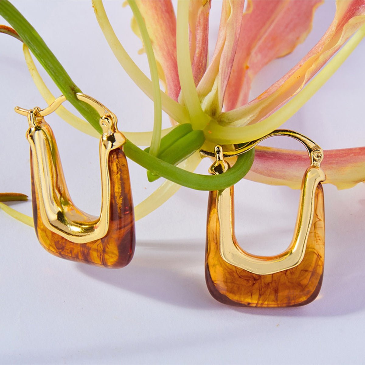 Beach Rose Co. - Gold Resin U - Shape Hoop Earrings