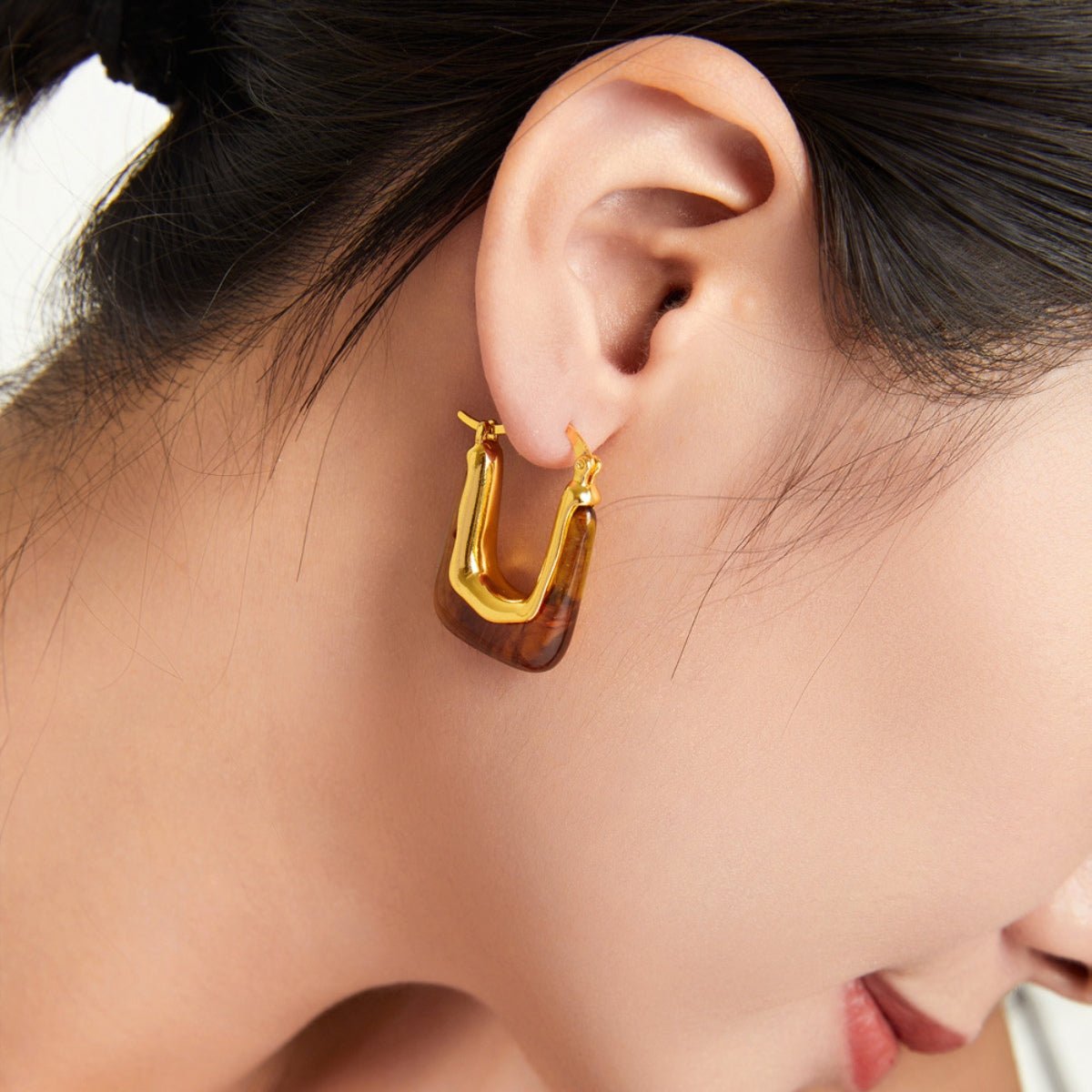 Beach Rose Co. - Gold Resin U - Shape Hoop Earrings