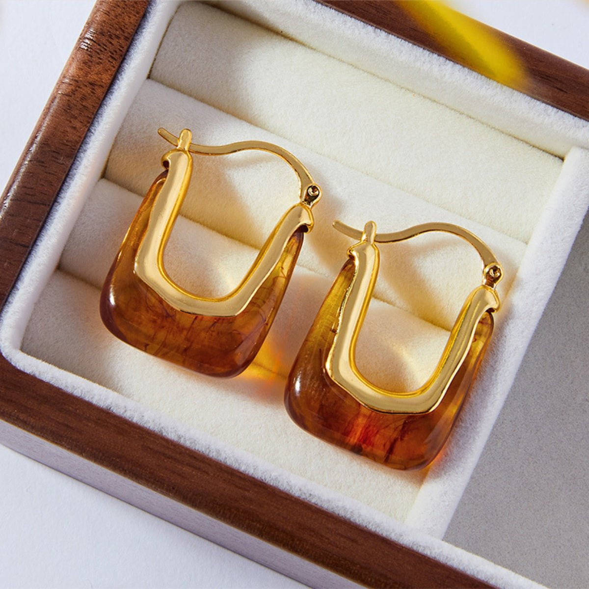 Beach Rose Co. - Gold Resin U - Shape Hoop Earrings