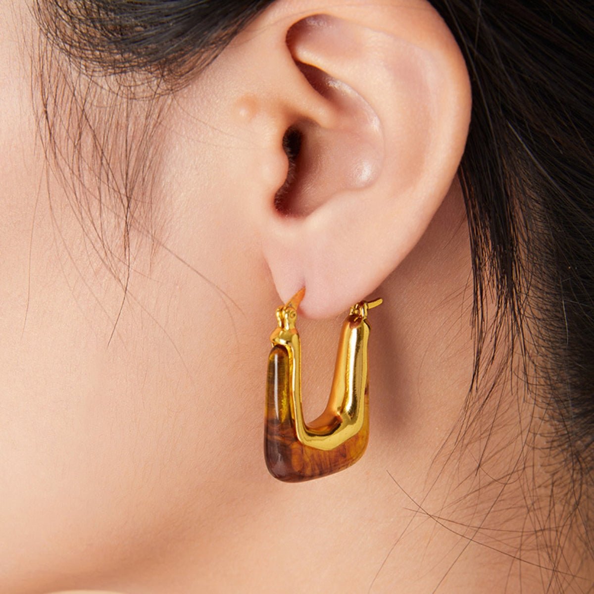 Beach Rose Co. - Gold Resin U - Shape Hoop Earrings