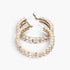 Beach Rose Co. gold double layered hoop earrings featuring two rows of sparkling clear rhinestones