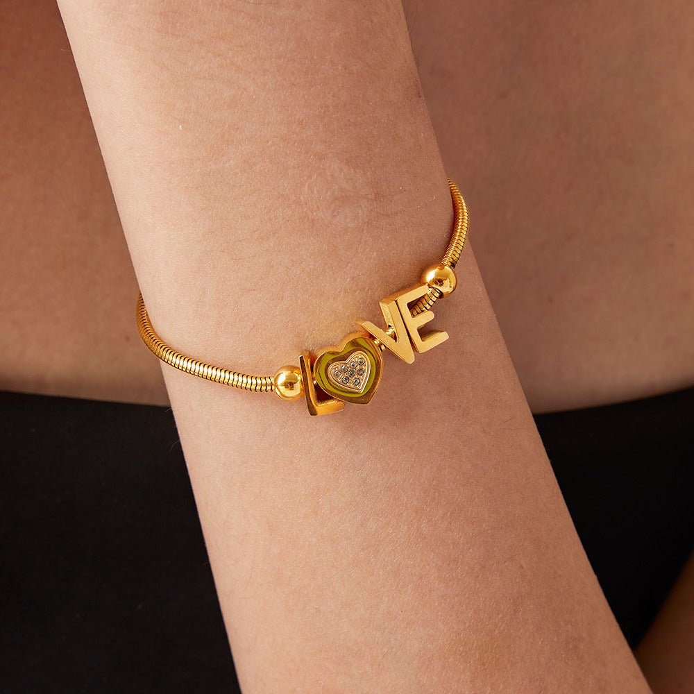 Beach Rose Co. - Gold Rhinestone LOVE Bracelet