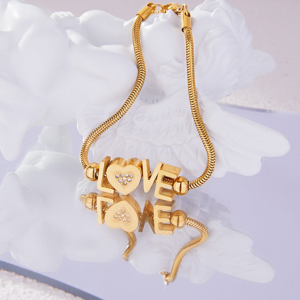 Beach Rose Co. - Gold Rhinestone LOVE Bracelet