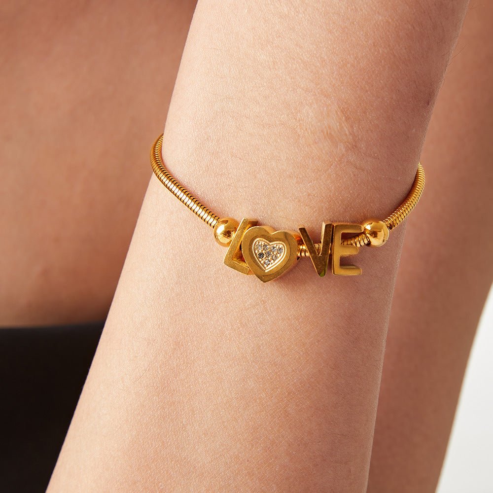 Beach Rose Co. - Gold Rhinestone LOVE Bracelet