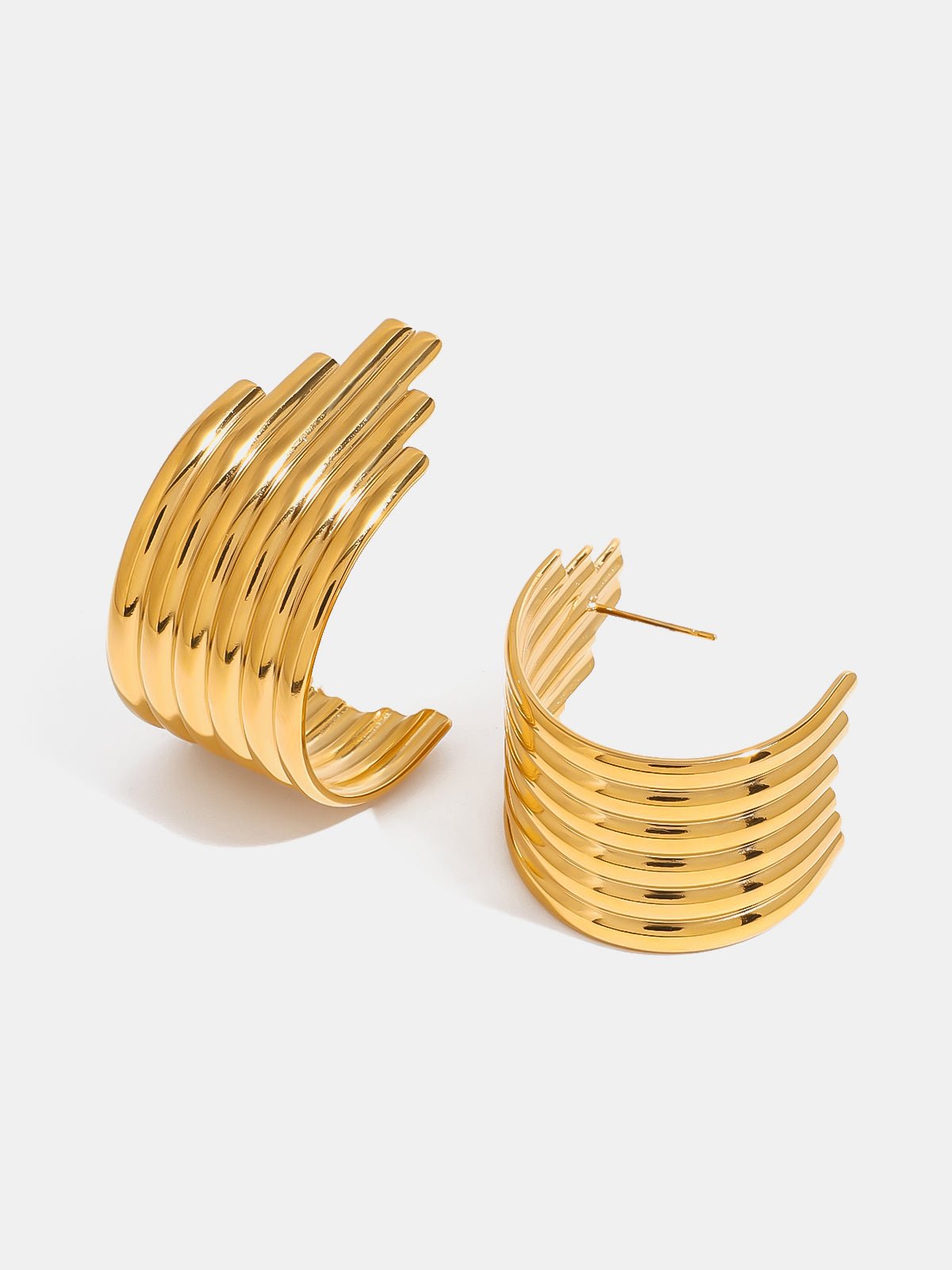 Beach Rose Co. - Gold Ribbed C - Hoop Earrings